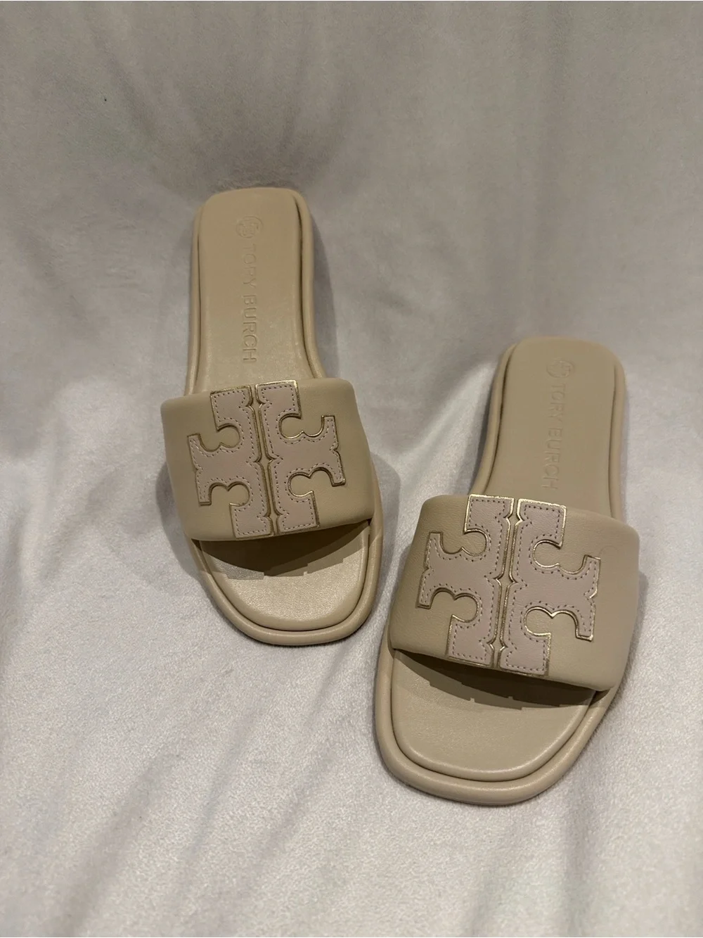 Tory Burch double T leather sport slide sandal